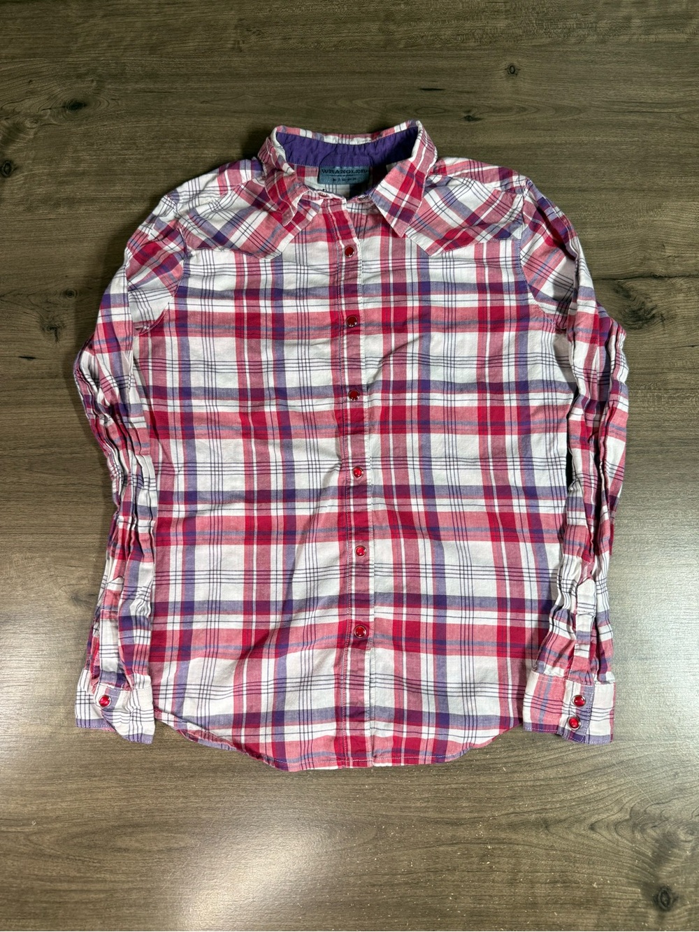 Wrangler Blues Women’s Plaid Long Sleeve Button Down Cowgirl Shirt Small